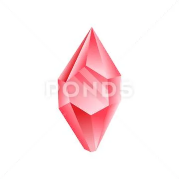 Ruby crystal, precious gemstone or semiprecious stone vector Illustration on a Stock Illustration