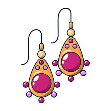 Ruby earrings icon, cartoon style Illustrazione stock