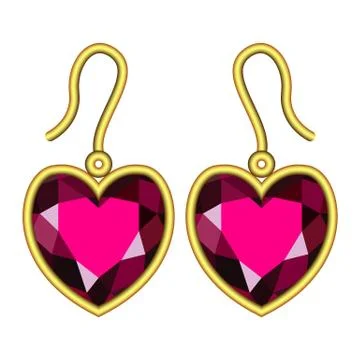 Ruby earrings mockup, realistic style Stock Illustration