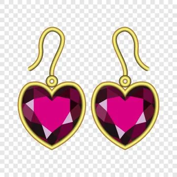 Ruby earrings mockup, realistic style Stock Illustration