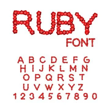 Ruby font. Treasures of alphabet. Gemstone letters イラスト素材