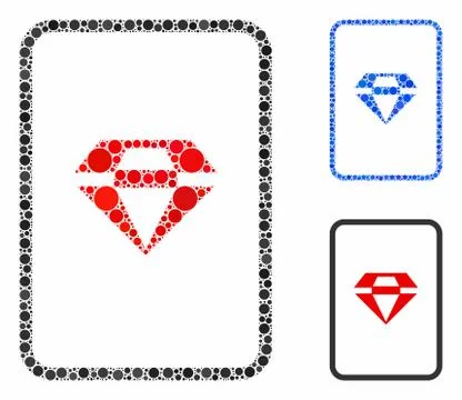 Ruby gambling card Composition Icon of Round Dots Stock Illustration
