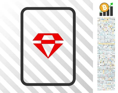 Ruby Gambling Card Flat Icon with Bonus Stock Illustration