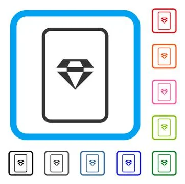 Ruby Gambling Card Framed Icon Stock Illustration