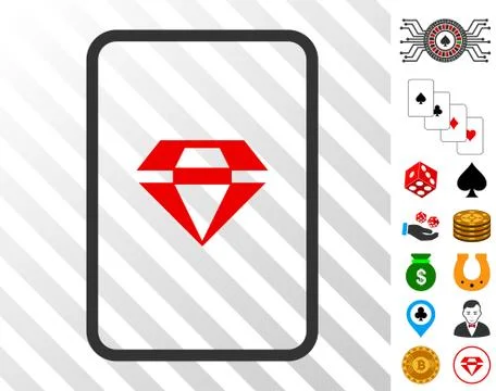 Ruby Gambling Card Icon with Bonus Illustrazione stock