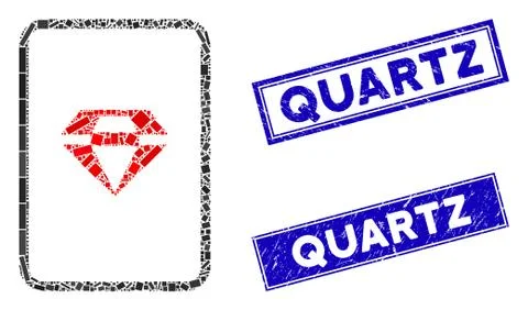 Ruby Gambling Card Mosaic and Grunge Rectangle Quartz Stamp Seals Illustrazione stock