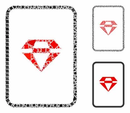 Ruby gambling card Mosaic Icon of Bumpy Items Stock Illustration