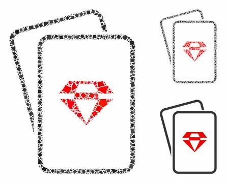 Ruby gambling cards Composition Icon of Joggly Elements Illustrazione stock