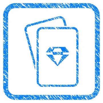 Ruby Gambling Cards Framed Grunge Icon Illustrazione stock