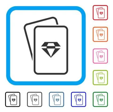 Ruby Gambling Cards Framed Icon Stock Illustration