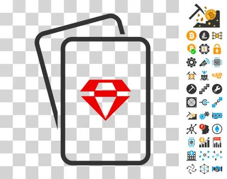 Ruby Gambling Cards Icon with Bonus Stock Illustration