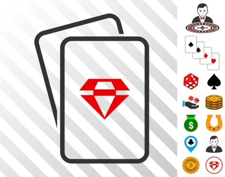 Ruby Gambling Cards Icon with Bonus 스톡 일러스트