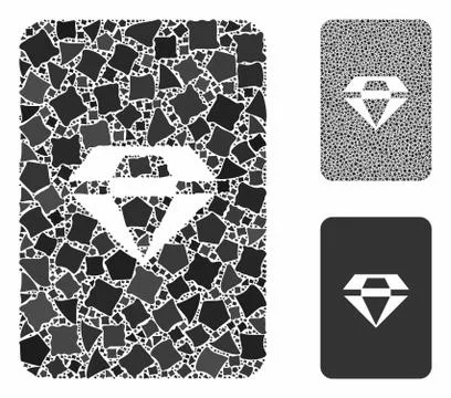 Ruby gaming card Mosaic Icon of Rough Elements Stock Illustration