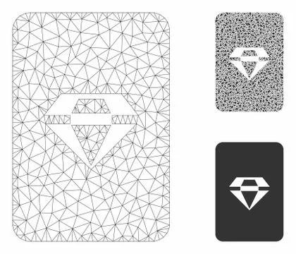 Ruby Gaming Card Vector Mesh Network Model and Triangle Mosaic Icon Illustrazione stock