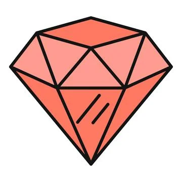 Ruby gem flat line icon representing wealth Stock Illustration