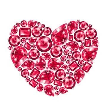 Ruby gem heart, isolated 스톡 일러스트