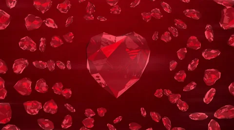 Ruby gem hearts on loop background Stock Footage 33420893