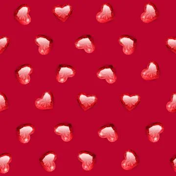 Ruby Gem Hearts Seamless Pattern 스톡 일러스트