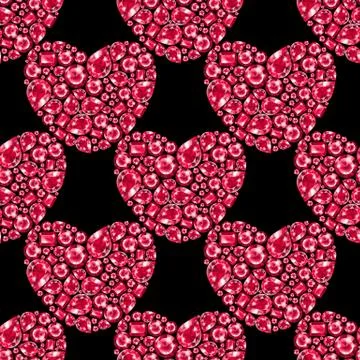 Ruby gem hearts. Seamless pattern 스톡 일러스트