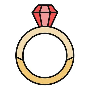 Ruby gemstone engagement ring icon vector illustration Stock Illustration