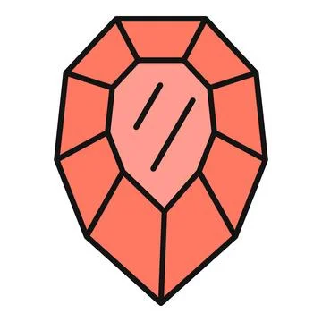 Ruby gemstone icon flat outline style a precious jewel Illustrazione stock