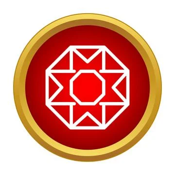 Ruby gemstone outline icon in red circle Stock Illustration