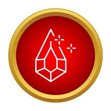 Ruby gemstone outline on a red button Stock Illustration