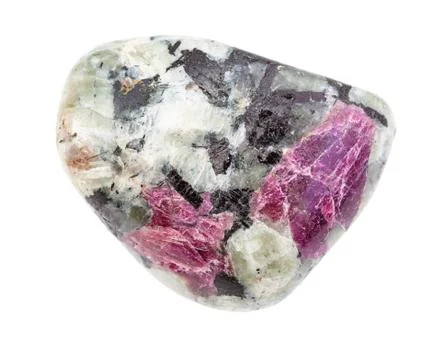 Ruby gemstone in polished stone isolated Stock Photos