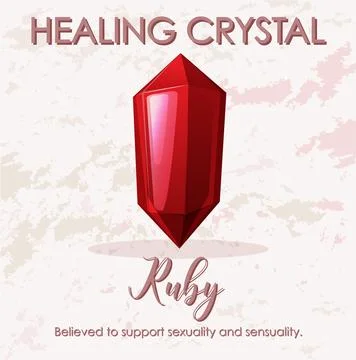 Ruby gemstone with text Stock Illustration
