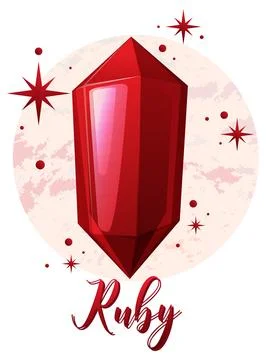 Ruby gemstone with text Stock Illustration