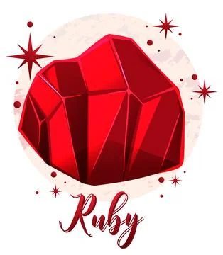 Ruby gemstone with text Illustrazione stock