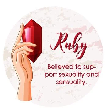 Ruby gemstone with text Stock Illustration