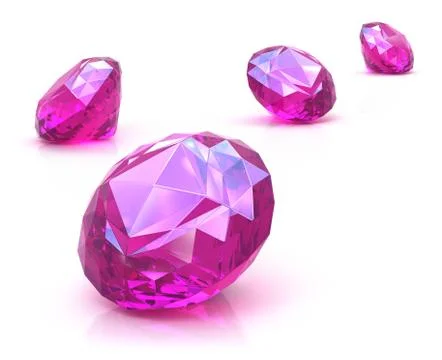 Ruby gemstones on white surface Stock Illustration