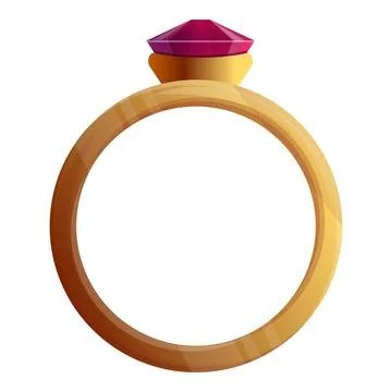 Ruby gold ring icon, cartoon style Stock Illustration