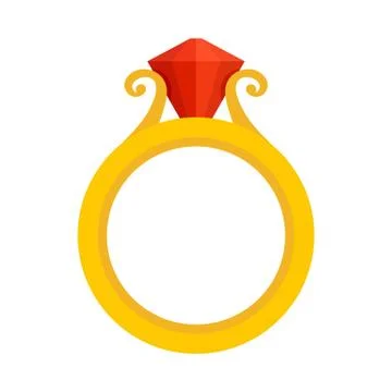 Ruby gold ring icon, flat style Stock Illustration