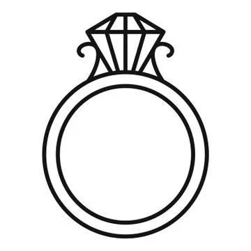 Ruby gold ring icon, outline style Illustrazione stock
