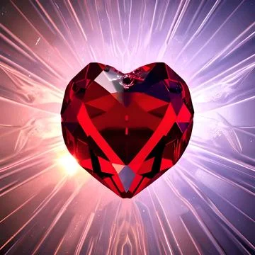 Ruby, heart, crystal, 3D, red, reflections, precious, jewel Stock Illustration