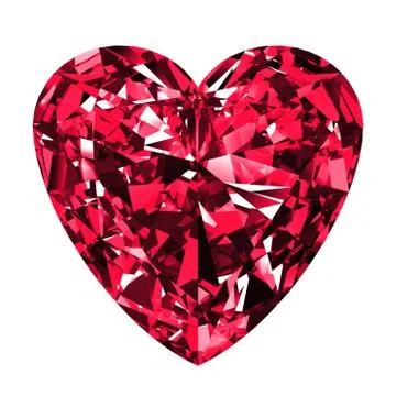 Ruby Heart Over White Background. Stockillustratie