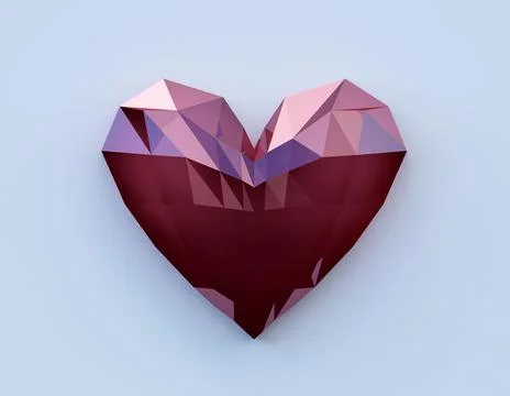 Ruby heart shaped stone, amazing gem diamond, 3d render 스톡 일러스트