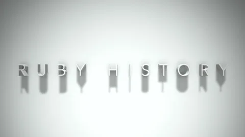 Ruby history 3D title animation white text on a white background Stock Footage 299368908