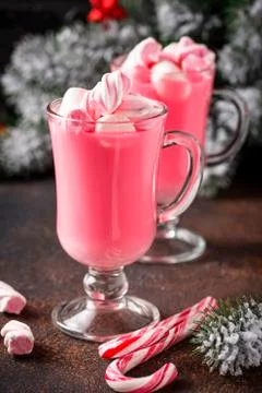 Ruby hot chocolate or pink cocoa Stock Photos