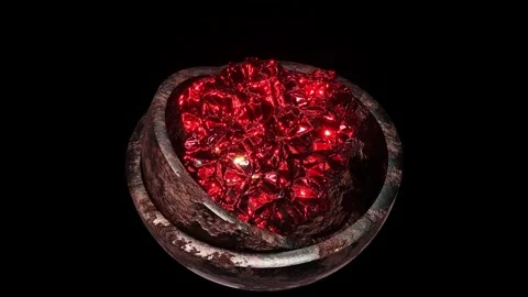 Ruby inside of two aged weathered corroded metal hemispheres rendered in UHD Stock-Footage 266213500