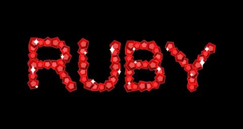 Ruby is lettering symbol. Red gemstone emblem イラスト素材