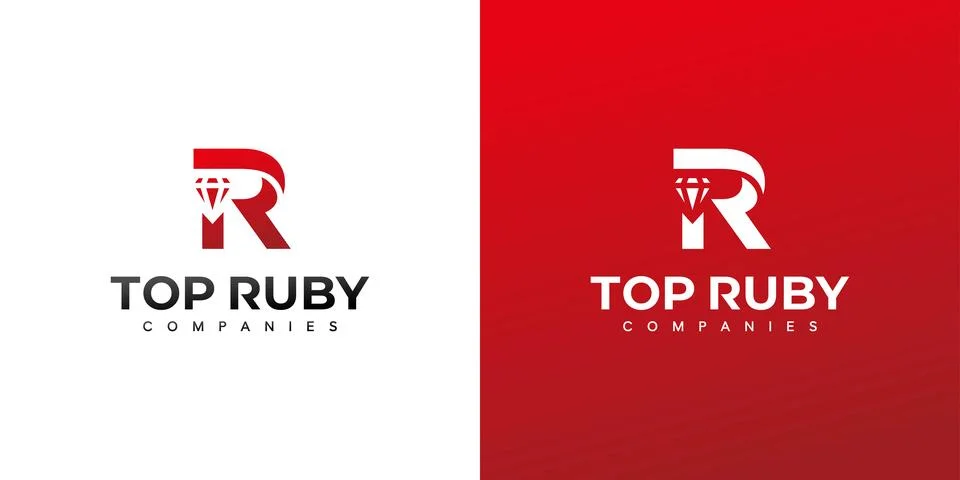 Ruby logo design with R initials is modern and luxurious Illustrazione stock