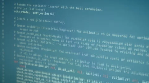 Ruby Machine Learning Scroll and Typing Code Stock Footage 167244378