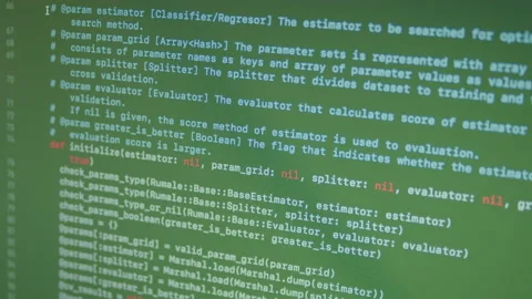 Ruby Machine Learning Scroll and Typing Code Stock Footage 167244536