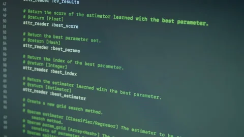 Ruby Machine Learning Scroll and Typing Code Stock Footage 167244702