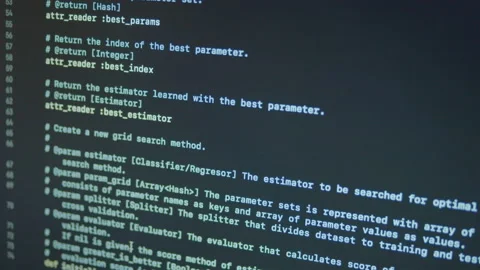 Ruby Machine Learning Scroll and Typing Code Stock Footage 167244770