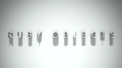 Ruby objects 3D title animation white text on a white background Stock Footage 299368929
