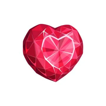 Ruby or diamond heart shape gemstone Stock Illustration
